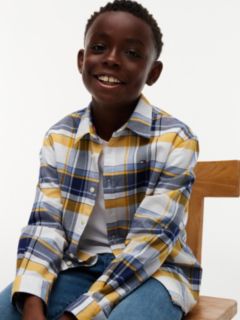 Kids' Check Stretch Oxford Shirt — White 3