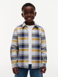 Kids' Check Stretch Oxford Shirt — White 1