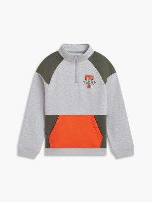 Детская толстовка Tommy Hilfiger Colorblock Quarter-Zip, цвет: Серый — фото 5