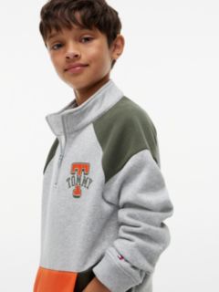 Kids' Colorblock Quarter-Zip Sweatshirt — Grey 3