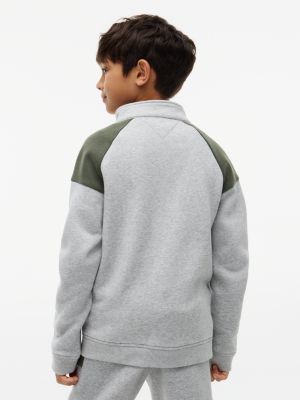 Детская толстовка Tommy Hilfiger Colorblock Quarter-Zip, цвет: Серый — фото 4