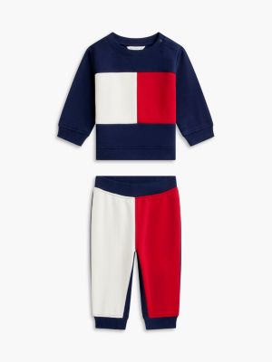Babies' Flag Logo Sweatshirt & Pant Set, Carbon Navy
