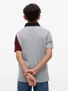 Kids' Crest Logo Colorblock Stretch Polo — Burgundy 4