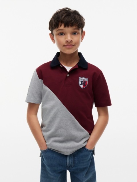 Детские топы Tommy Hilfiger Kids' Crest Logo Colorblock Stretch Polo