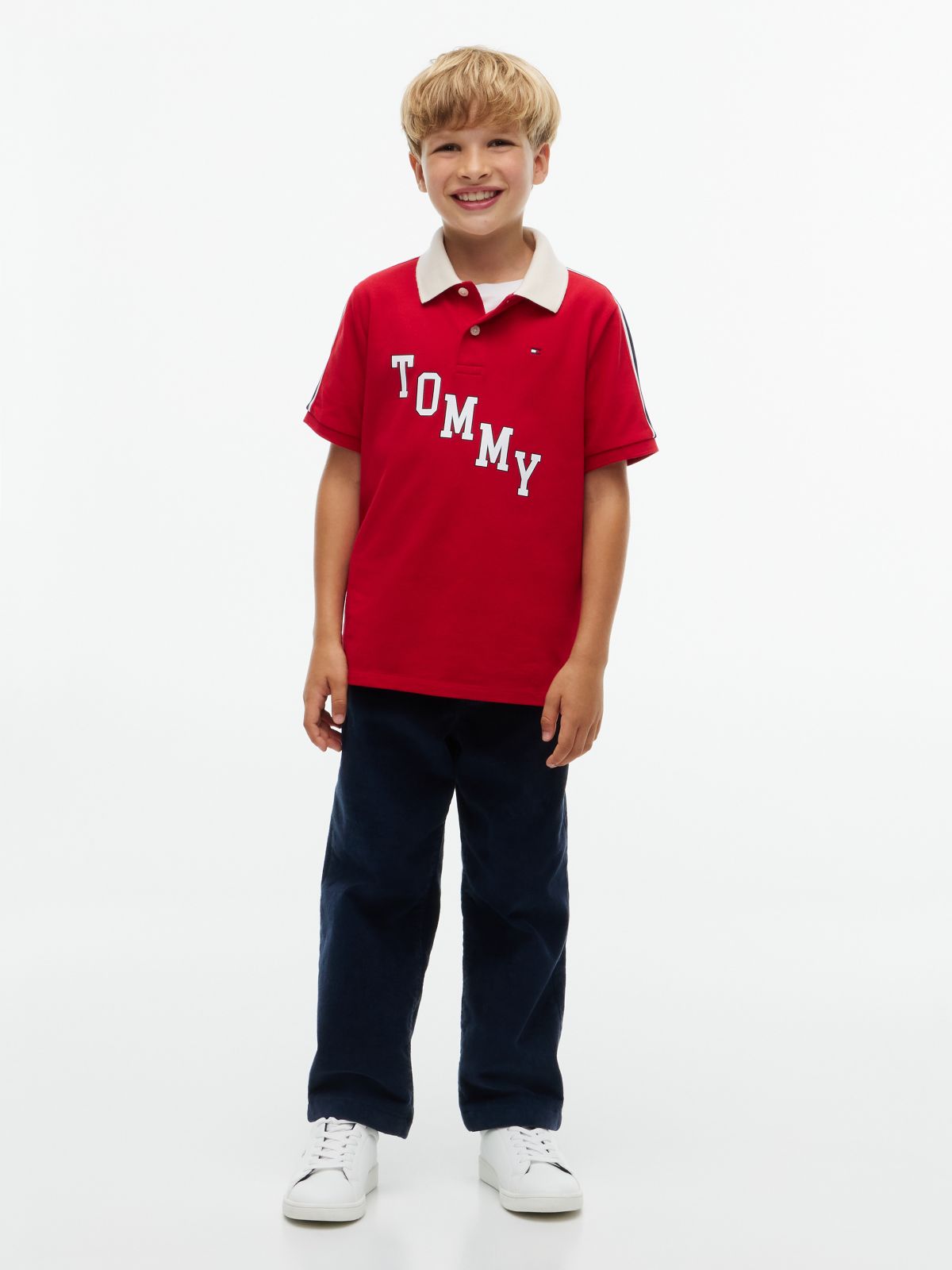 Kids' Tommy Varsity Stretch Polo — Medium Red