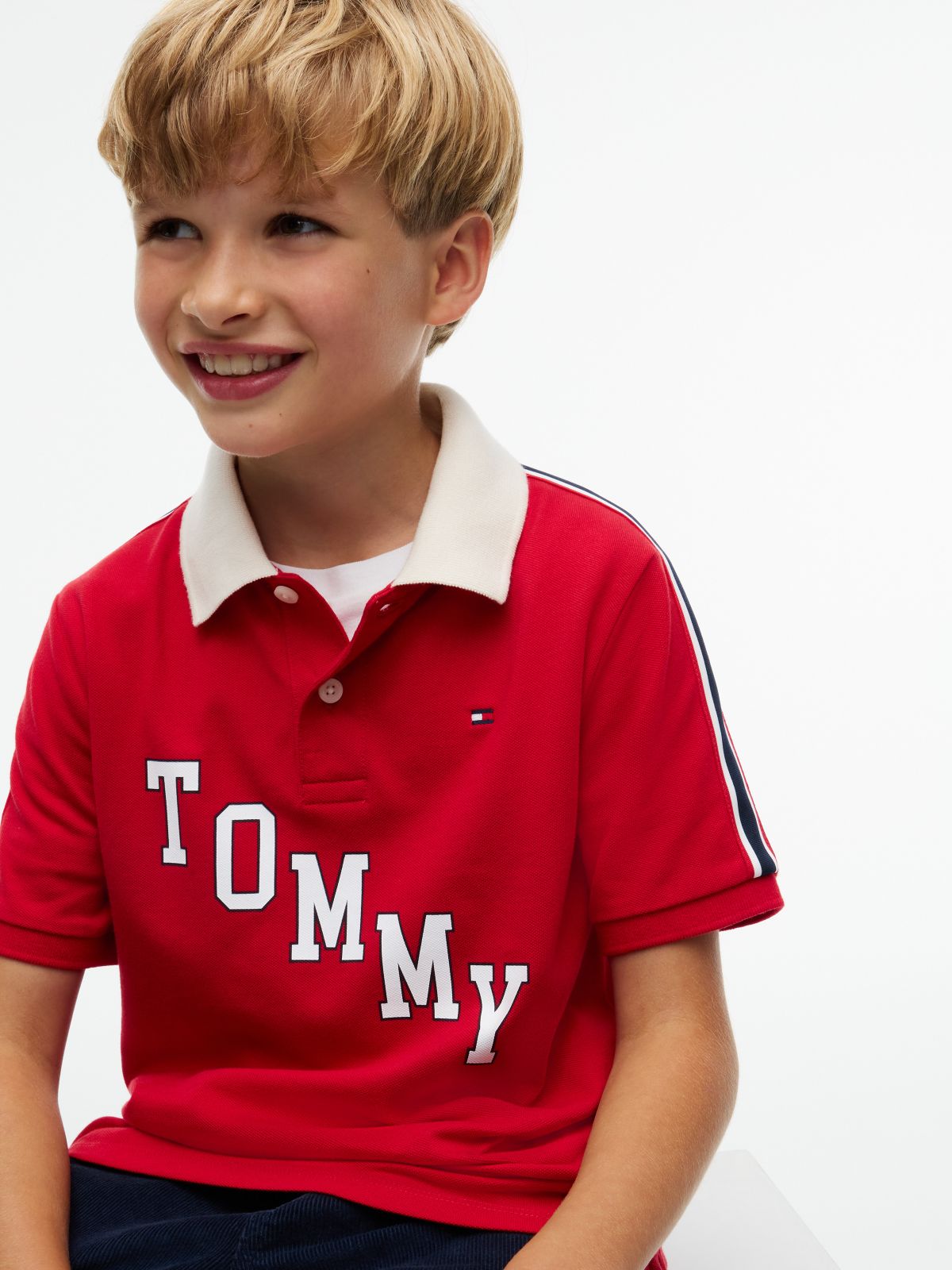Kids' Tommy Varsity Stretch Polo — Medium Red