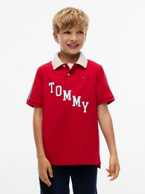 Kids' Tommy Varsity Stretch Polo, Medium Red