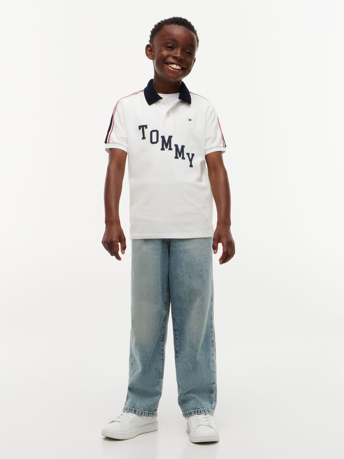 Kids' Tommy Varsity Stretch Polo — White
