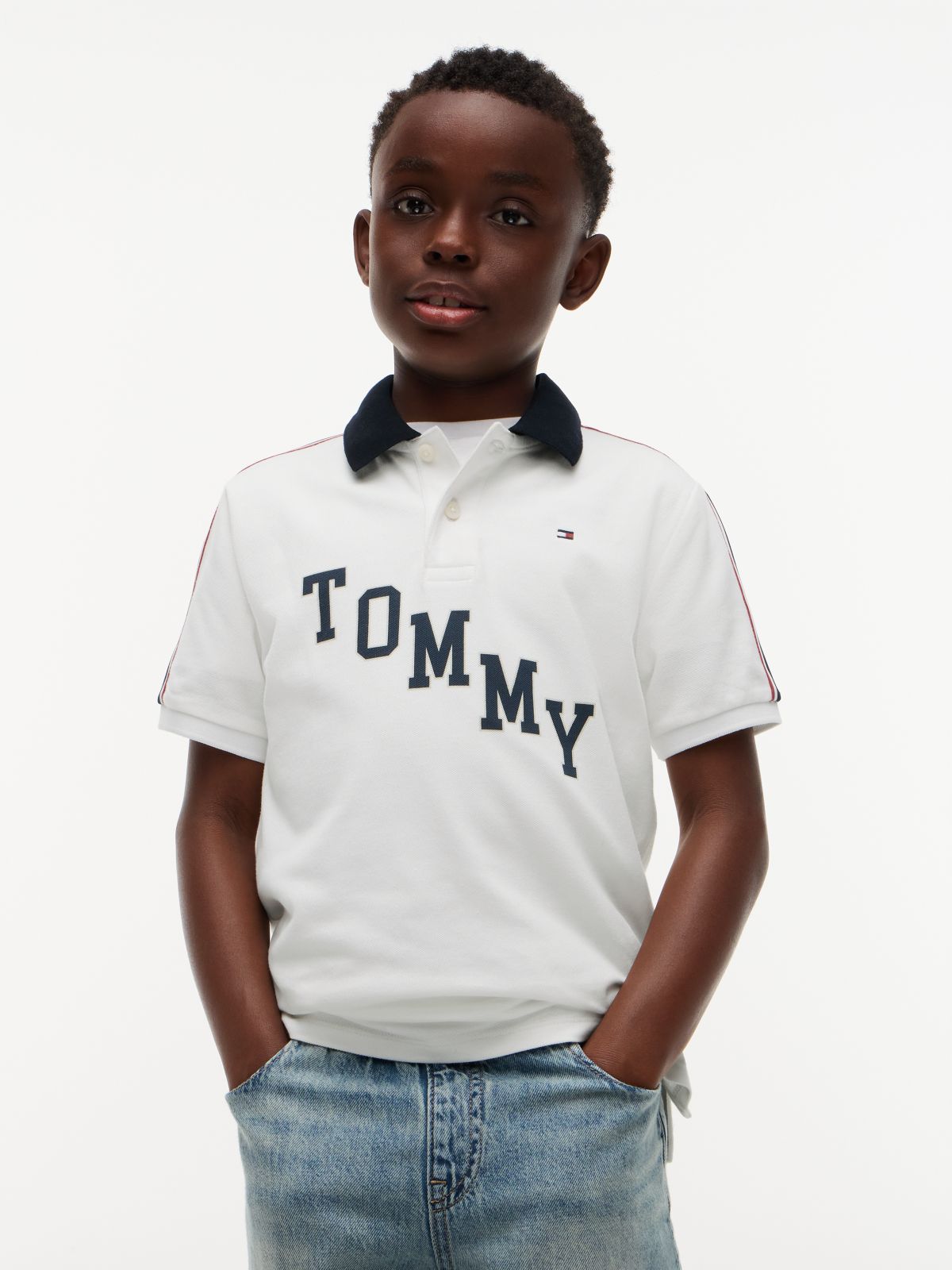 Kids' Tommy Varsity Stretch Polo — White