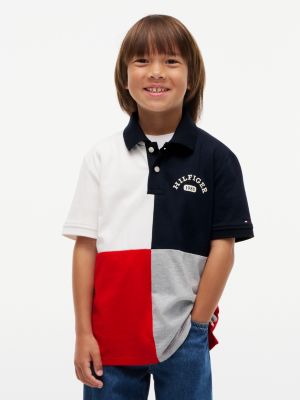 Kids' Logo Colorblock Polo, Navy Blue