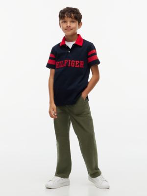 Детское поло Tommy Hilfiger Hilfiger Logo Varsity Stripe Polo, цвет: Тёмно-синий — фото 2