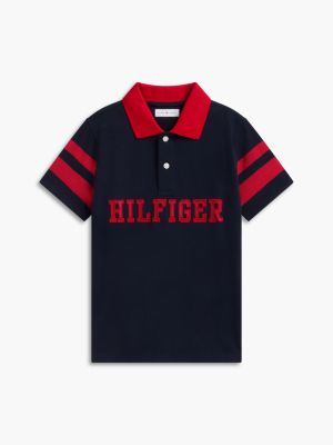 Детское поло Tommy Hilfiger Hilfiger Logo Varsity Stripe Polo, цвет: Тёмно-синий — фото 5