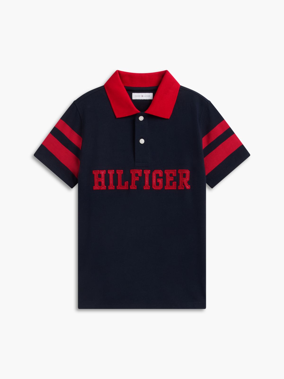 Kids' Hilfiger Logo Varsity Stripe Polo — Navy Blue