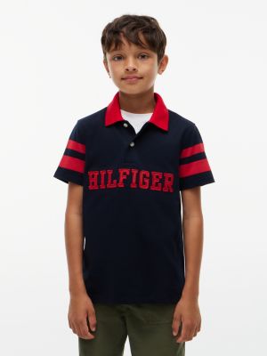 Детское поло Tommy Hilfiger Hilfiger Logo Varsity Stripe Polo, цвет: Тёмно-синий