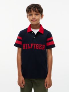 Kids' Hilfiger Logo Varsity Stripe Polo — Navy Blue 1