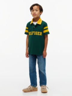 Kids' Hilfiger Logo Varsity Stripe Polo — Ornamental Green 2