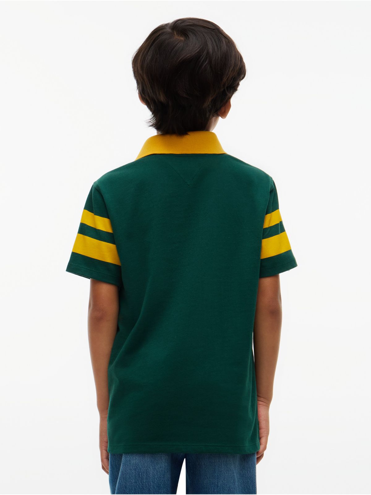 Kids' Hilfiger Logo Varsity Stripe Polo — Ornamental Green