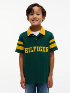 Kids' Hilfiger Logo Varsity Stripe Polo — Ornamental Green 1