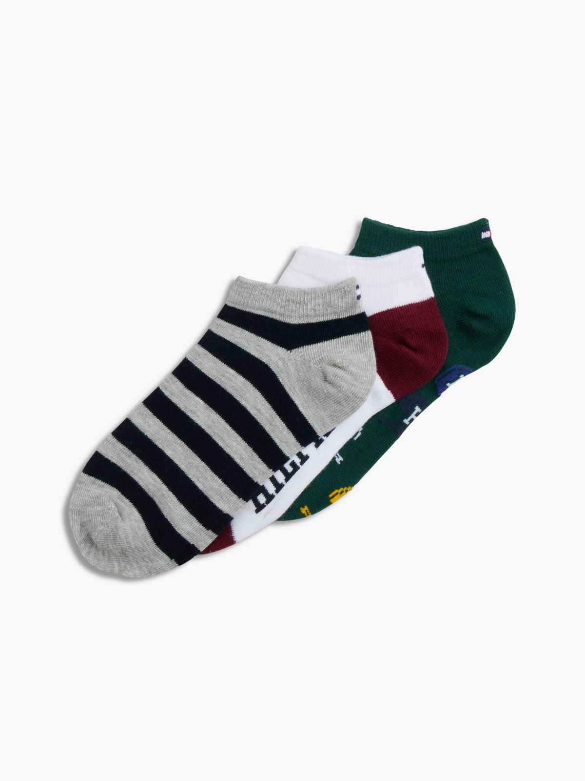 Kids' Football Ankle Sock 3-Pack — Ornamental Green/ Multi