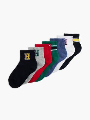 Kids' Varsity Quarter-Top Sock 7-Pack, Lucent White/ Multi