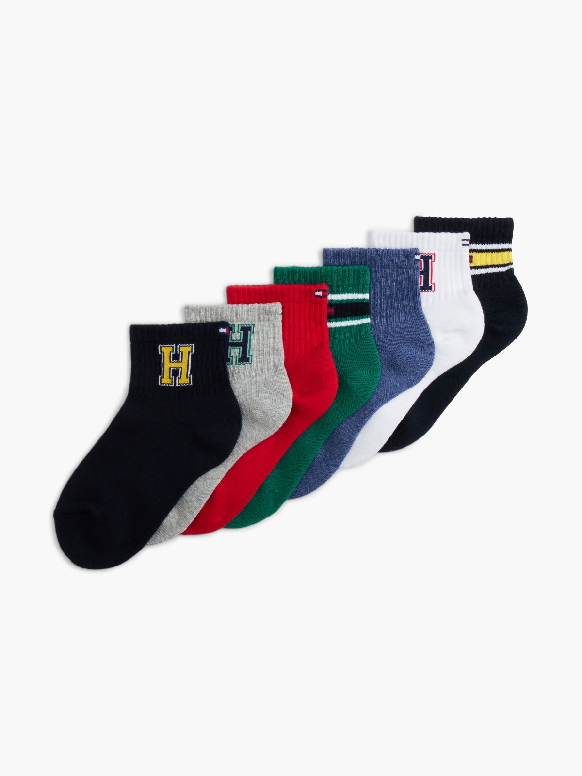 Kids' Varsity Quarter-Top Sock 7-Pack — Lucent White/ Multi