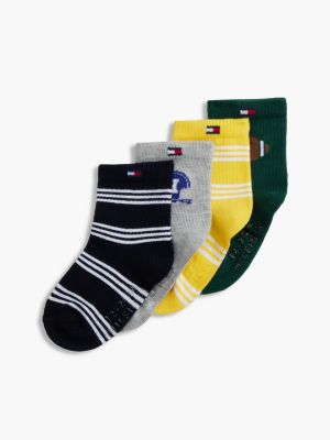 Babies' Football Sock 4-Pack, Ornamental Green/ Multi