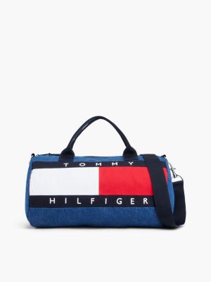 Kids' Flag Logo Denim Duffel Bag, Medium Wash Denim
