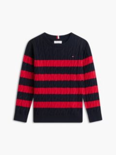 Kids' Striped Cable Knit Sweater — Navy Blue 5