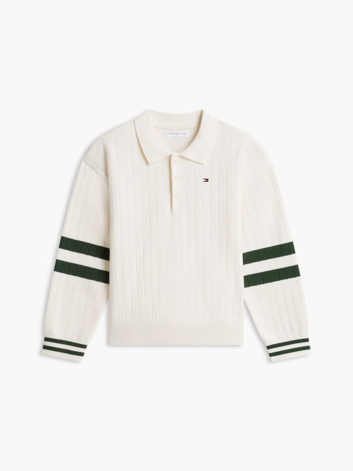 Kids' Varsity Stripe Sweater Polo — Ivory Silk