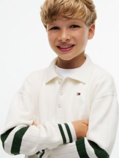 Kids' Varsity Stripe Sweater Polo — Ivory Silk 3