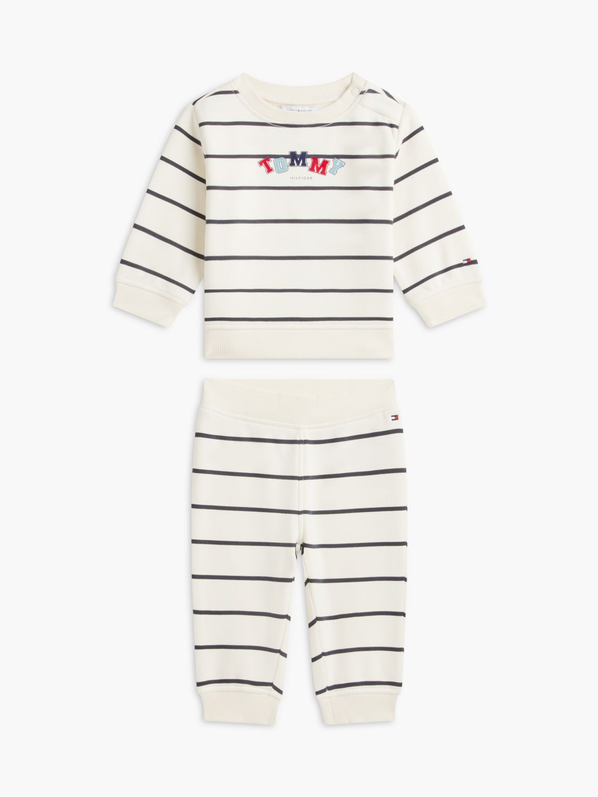 Babies' Striped Sweatshirt & Pant Set — White