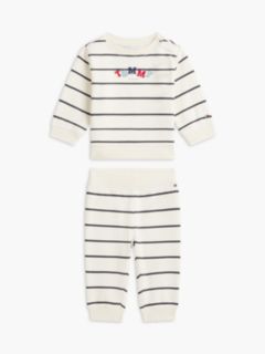 Babies' Striped Sweatshirt & Pant Set — White 1