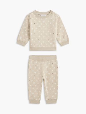 Babies' Tommy Sweatshirt & Pant Set, Dark Beige