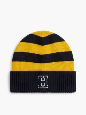 Kids' H Patch Striped Pom Beanie, Countryside Yellow/Multi