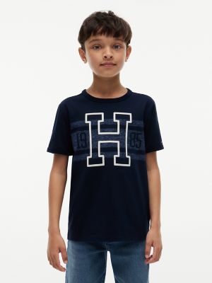 Kids' Varsity Stripe Logo T-Shirt, Navy Blue