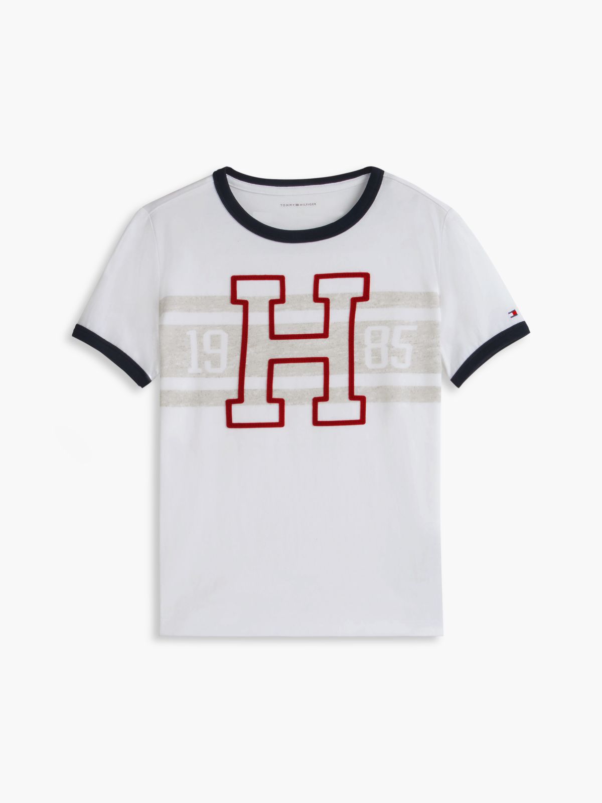 Kids' Varsity Stripe Logo T-Shirt — White