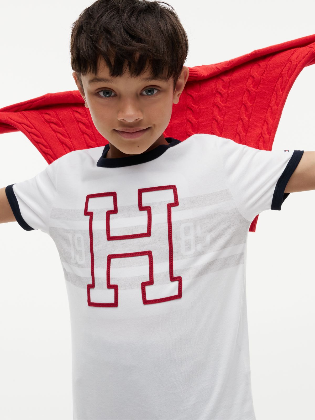 Kids' Varsity Stripe Logo T-Shirt — White