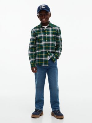 Детские рубашки Tommy Hilfiger Kids' Tartan Stretch Oxford Shirt — фото 2