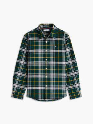 Детская рубашка Tommy Hilfiger Tartan Stretch Oxford, цвет: Зелёный — фото 5