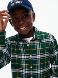 Kids' Tartan Stretch Oxford Shirt — Ornamental Green 3