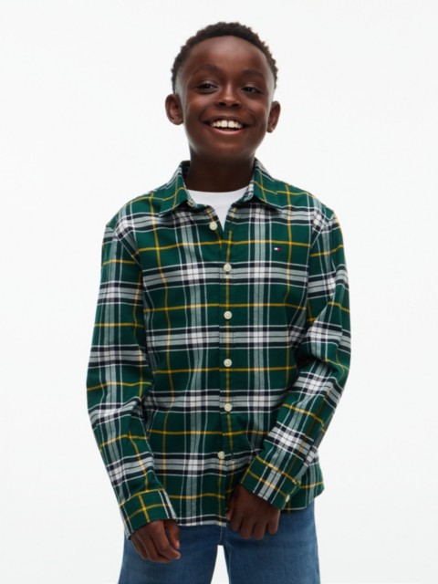 Детские рубашки Tommy Hilfiger Kids' Tartan Stretch Oxford Shirt