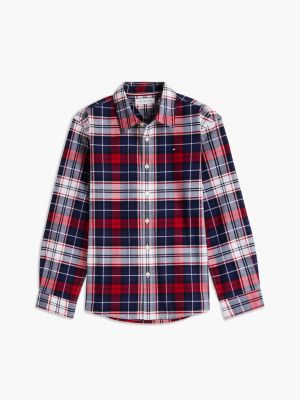 Детские рубашки Tommy Hilfiger Kids' Plaid Stretch Oxford Shirt — фото 5
