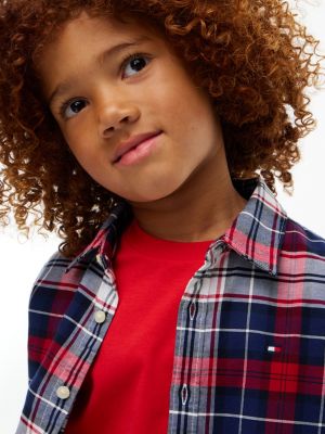 Детские рубашки Tommy Hilfiger Kids' Plaid Stretch Oxford Shirt — фото 3