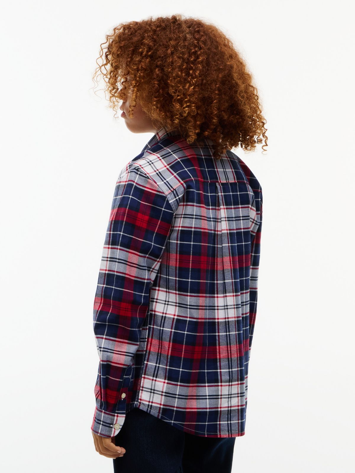 Kids' Plaid Stretch Oxford Shirt — Preppy Navy