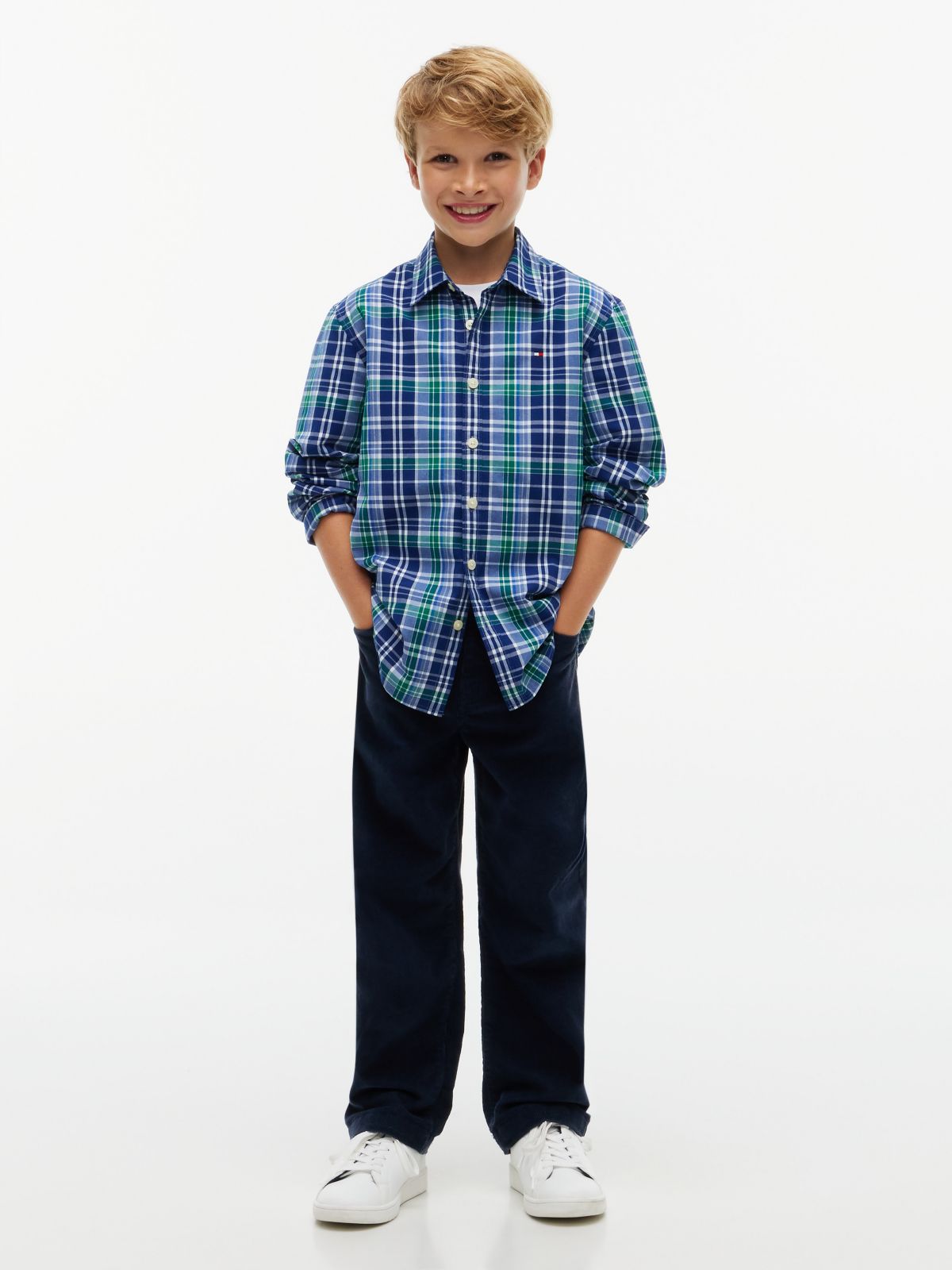 Kids' Plaid Poplin Shirt — Blue