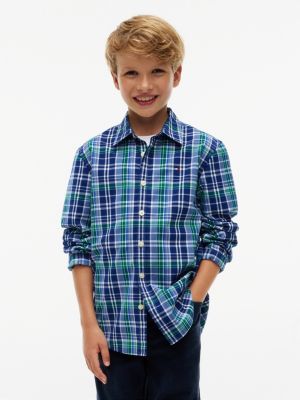 Kids' Plaid Poplin Shirt, Blue