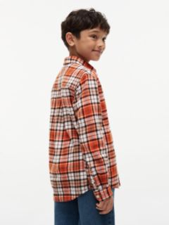 Kids' Plaid Flannel Shirt — Brilliant Orange 4