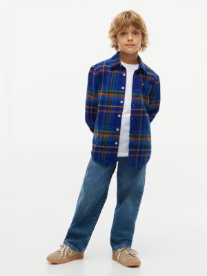 Детская рубашка Tommy Hilfiger Plaid Flannel, цвет: Насыщенный синий — фото 2