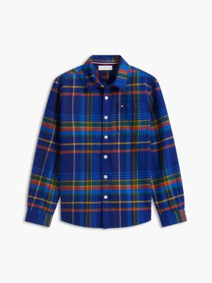 Детская рубашка Tommy Hilfiger Plaid Flannel, цвет: Насыщенный синий — фото 5