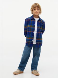 Kids' Plaid Flannel Shirt — Bold Blue 2